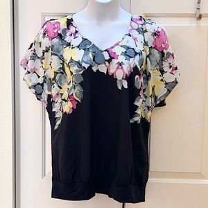 Lane Bryant floral print cold shoulder blouse